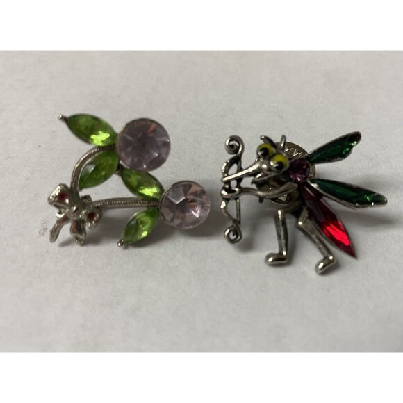 Pin Scatterpin Mosquito With Bow Cupid & Cherry Jewelry Fruit Theme Rhinestones - Picture 5 of 7